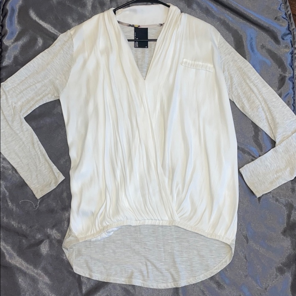 White and grey t-shirt blouse!!